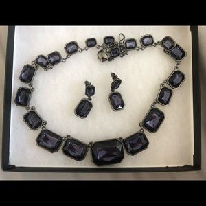 Necklace and earring set, blue stones